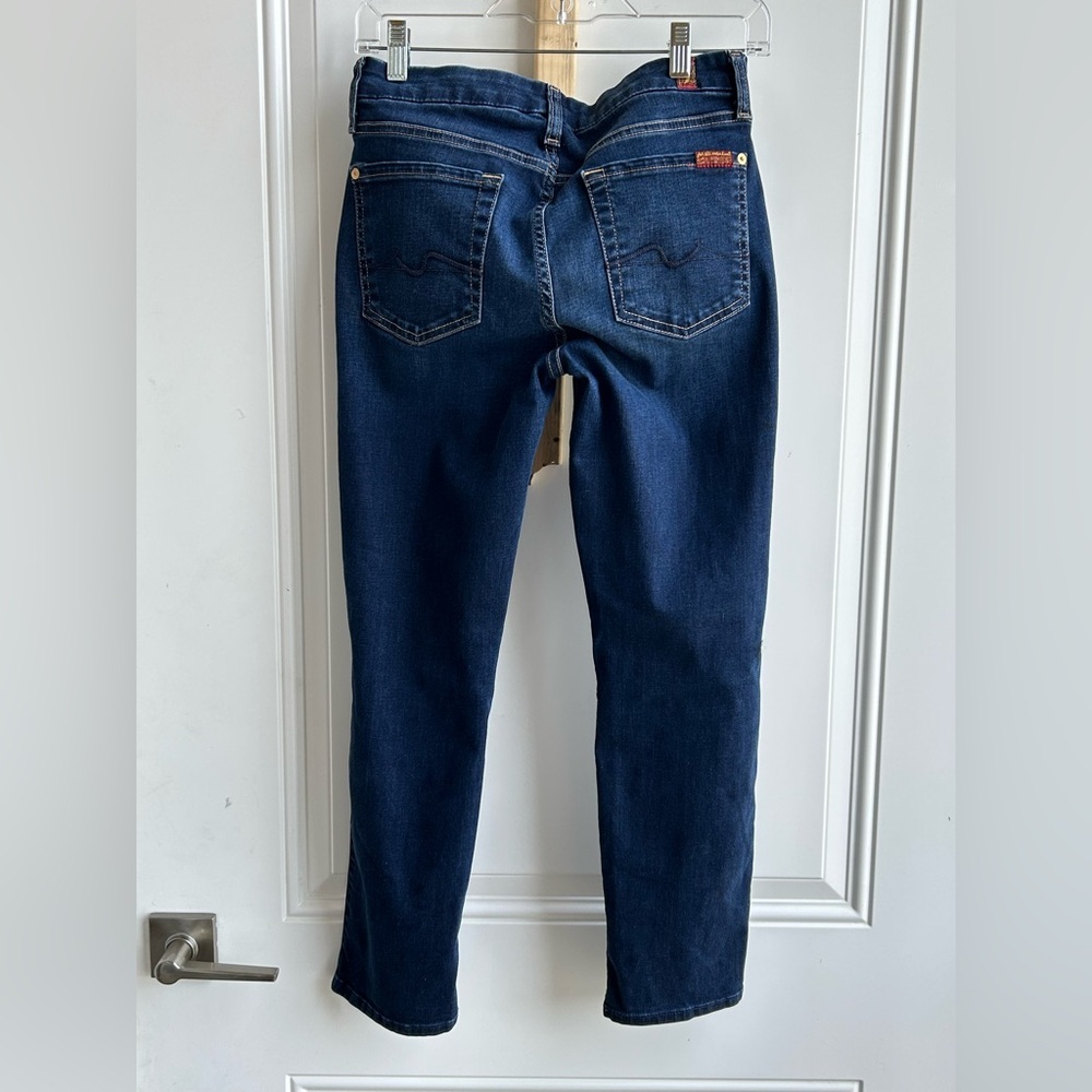 7 For All Mankind | Kimmie Crop | Blue Straight Leg Jeans | Size 29 - Picture 7 of 7